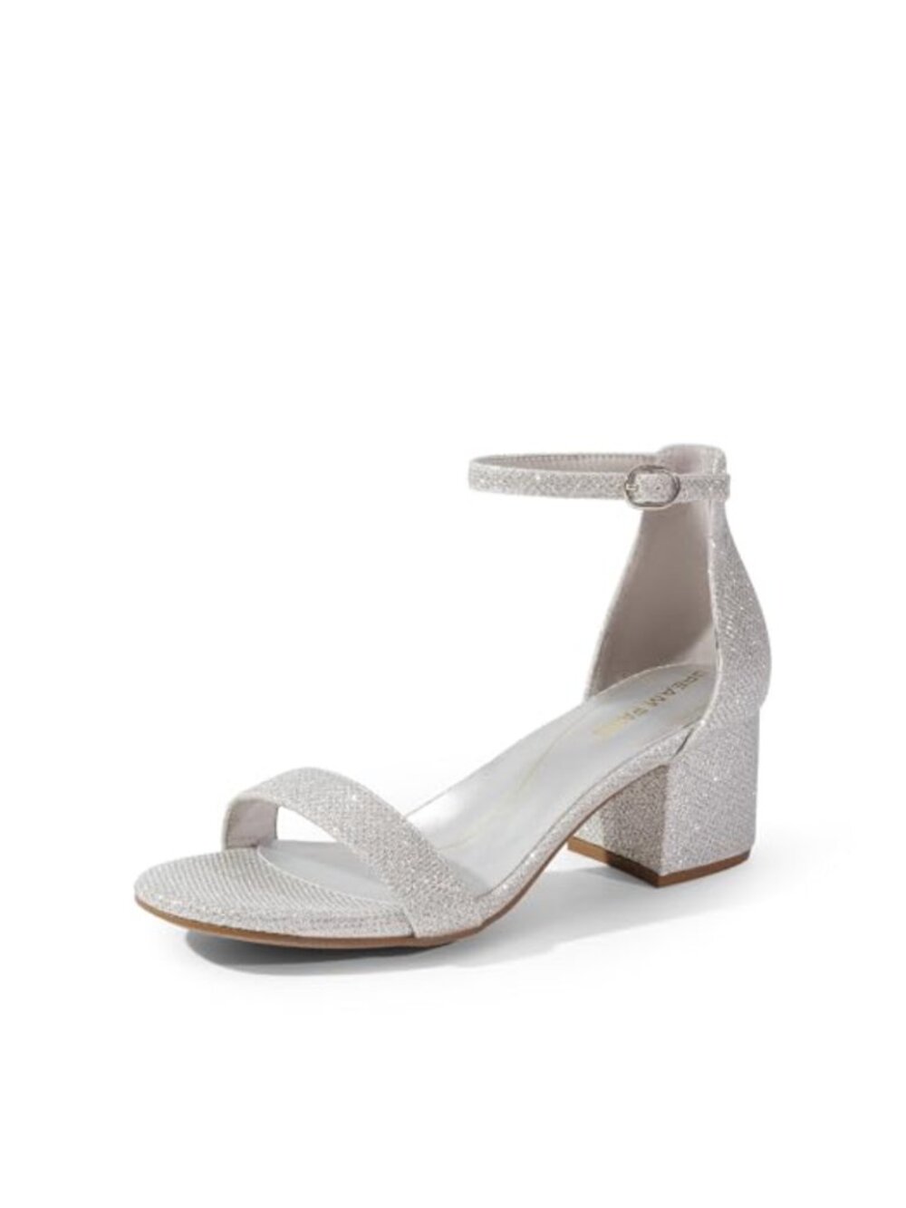 Women Low Chunky Block Heel Sandals Glitter Rhinestone Cushioned Wedding Party